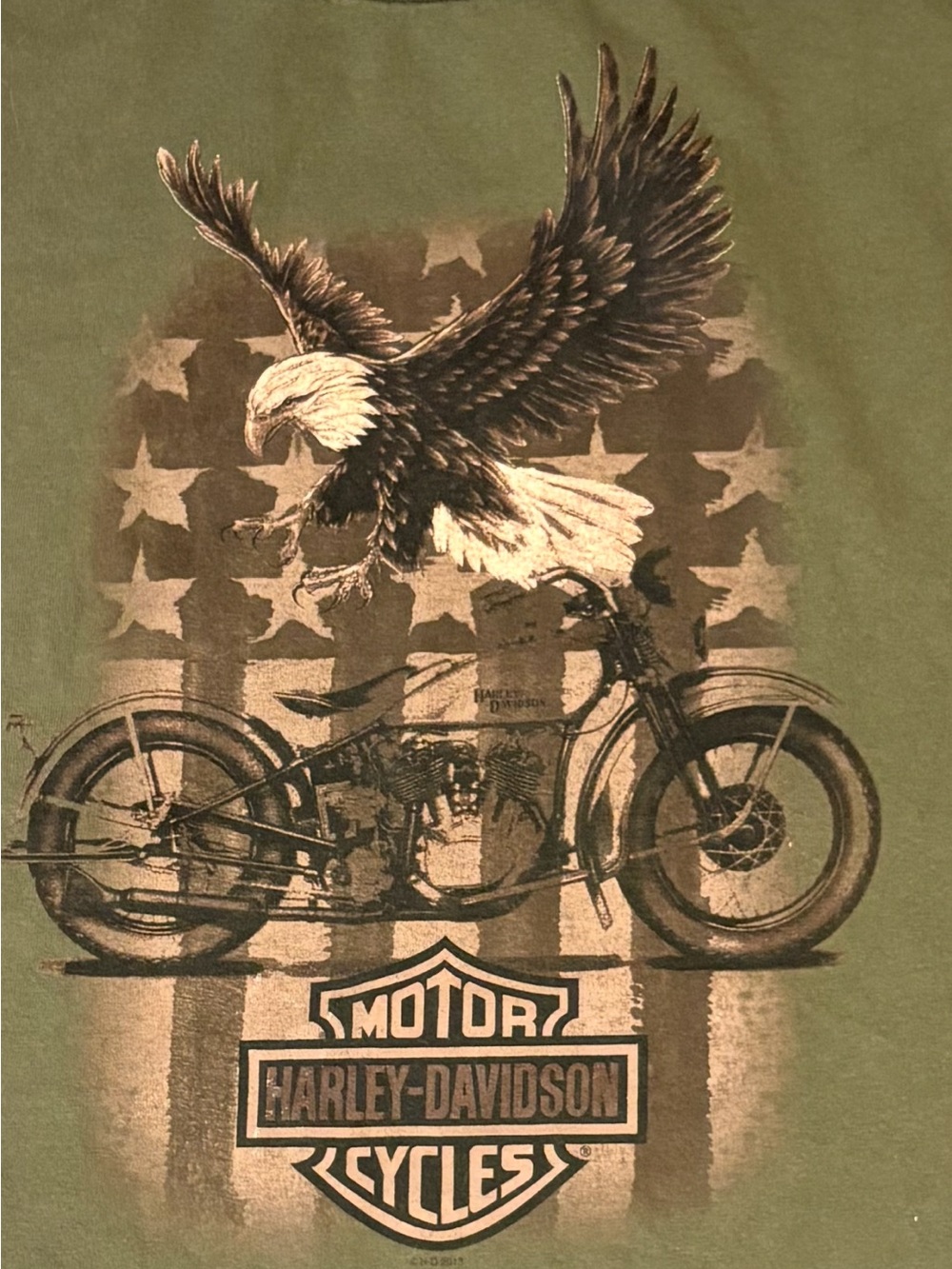 Harley-Davidson Sioux Falls Olive Green Eagle & Motorcycle Graphic Tee - Men